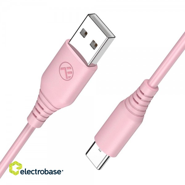 Tellur Silicone USB to Type-C cable 3A 1m pink paveikslėlis 2