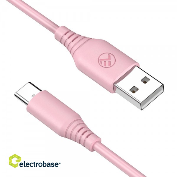 Tellur Silicone USB to Type-C cable 3A 1m pink paveikslėlis 3