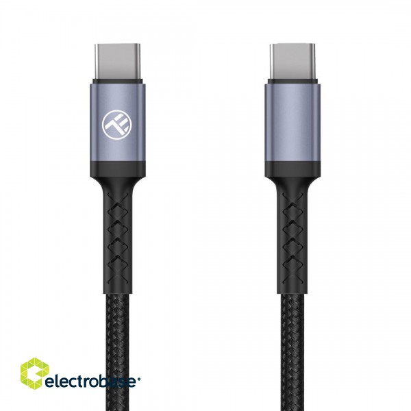 Tellur Type-C to Type-C cable 3A PD60W 2m nylon black фото 1