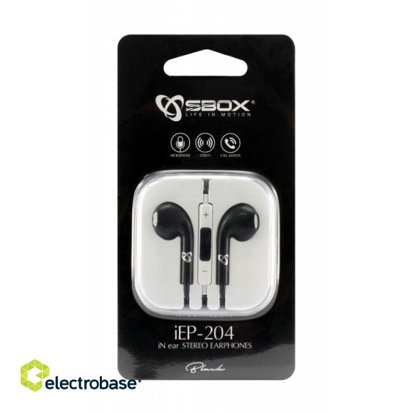 Sbox iN ear Stereo Earphones iEP-204B black paveikslėlis 3
