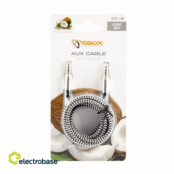 Sbox 3535-1.5W AUX Cable 3.5mm to 3.5mm Coconut White image 3
