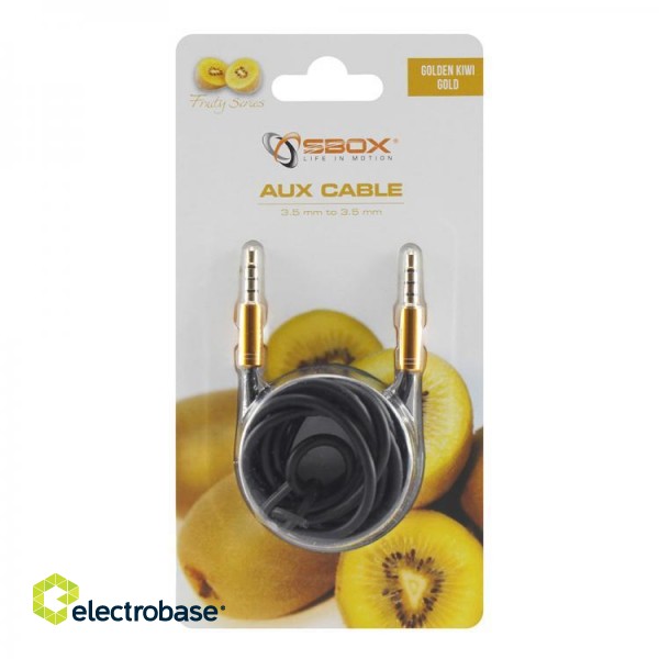 Sbox 3535-1.5G AUX Cable 3.5mm to 3.5mm Golden Kiwi Gold image 2