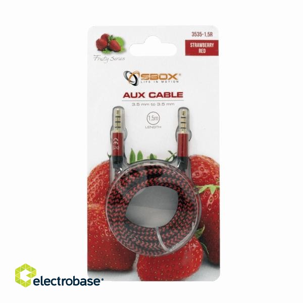Sbox AUX Cable 3.5mm to 3.5mm strawberry red 3535-1.5R image 3