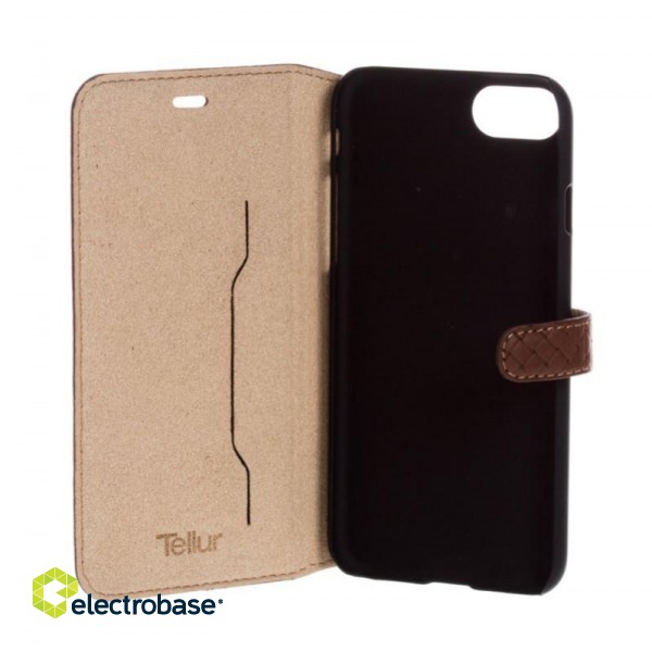 Tellur Book case Genuine Leather Cross for iPhone 7 brown image 4