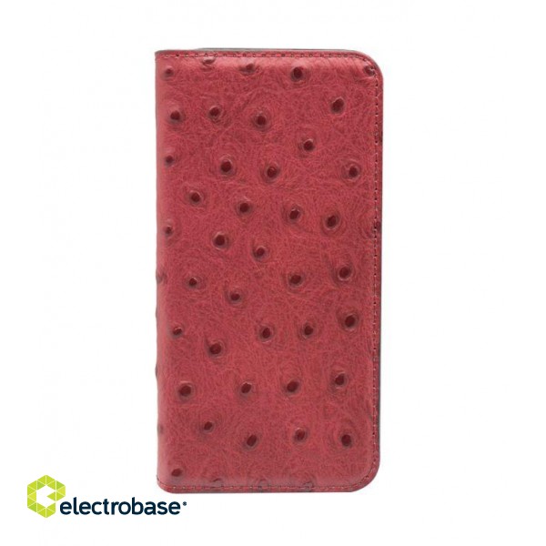 Tellur Book case Ostrich Genuine Leather for iPhone 7 red фото 3