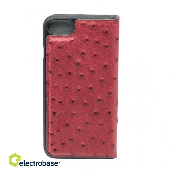 Tellur Book case Ostrich Genuine Leather for iPhone 7 red фото 4