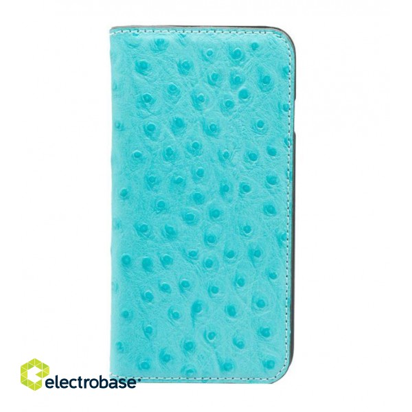 Tellur Book case Ostrich Genuine Leather for iPhone 7 turquoise фото 3
