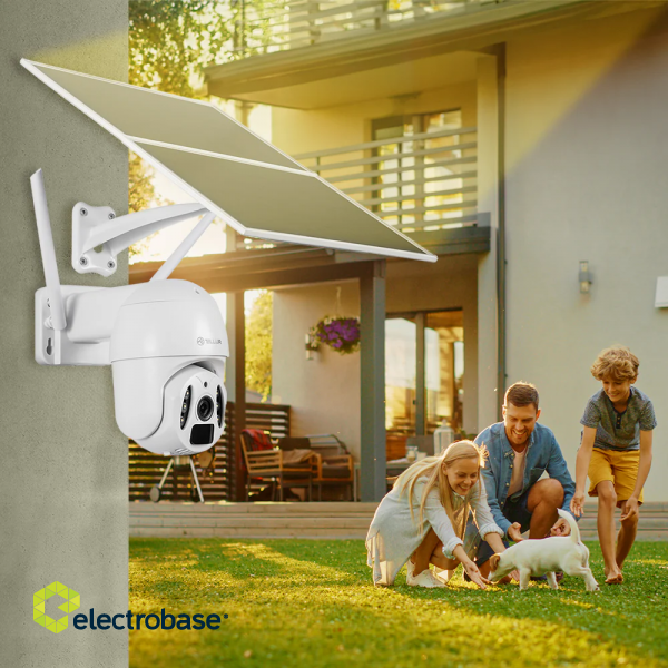 Tellur Smart WiFi Solar Camera P&T 3MP, 2K UltraHD, PIR, 20W solar panel, white фото 8