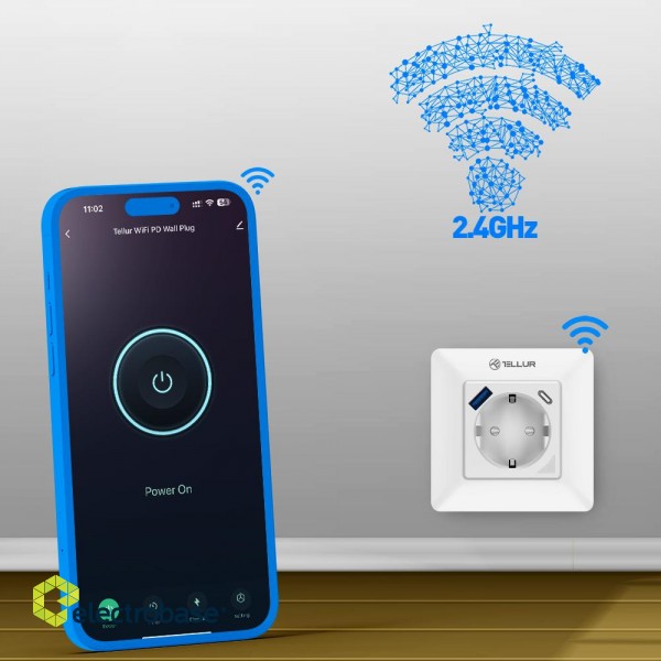 Tellur Smart WiFi Wall Plug 3600W 16A, PD20W, USB 18W, energy reading, white image 5
