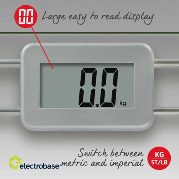 Salter 9081 SV3R Toughened Glass Compact Electronic Bathroom Scale paveikslėlis 3