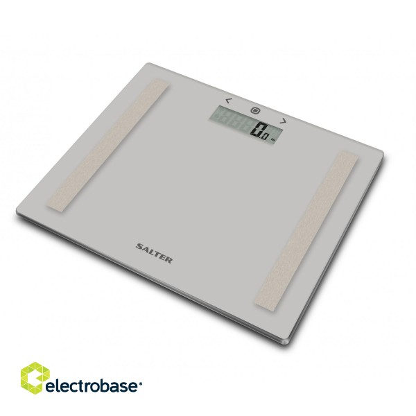 Salter 9113 GY3R Compact Glass Analyser Bathroom Scales - Grey image 1