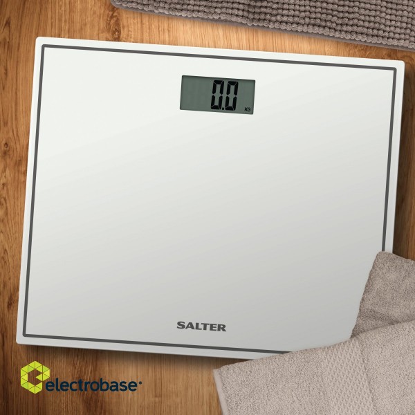Salter 9207 WH3R Compact Glass Electronic Bathroom Scale - White image 3