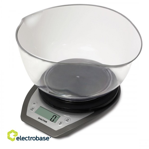 Salter 1024 SVDR14 Electronic Kitchen Scales with Dual Pour Mixing Bowl silver image 1