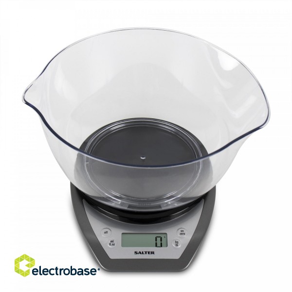 Salter 1024 SVDR14 Electronic Kitchen Scales with Dual Pour Mixing Bowl silver paveikslėlis 2