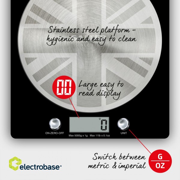 Salter 1036 UJBKDR Great British Disc Digital Kitchen Scale paveikslėlis 4