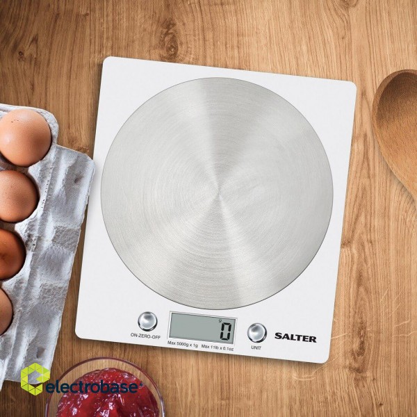 Salter 1036 WHSSDREU16 Disc Electronic Digital Kitchen Scales - White paveikslėlis 3