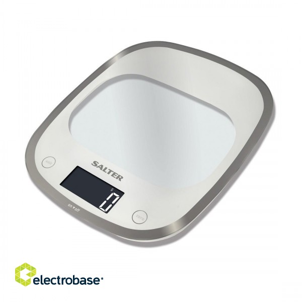 Salter 1050 WHDR White Curve Glass Electronic Digital Kitchen Scales paveikslėlis 1