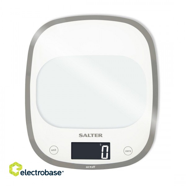 Salter 1050 WHDR White Curve Glass Electronic Digital Kitchen Scales paveikslėlis 2