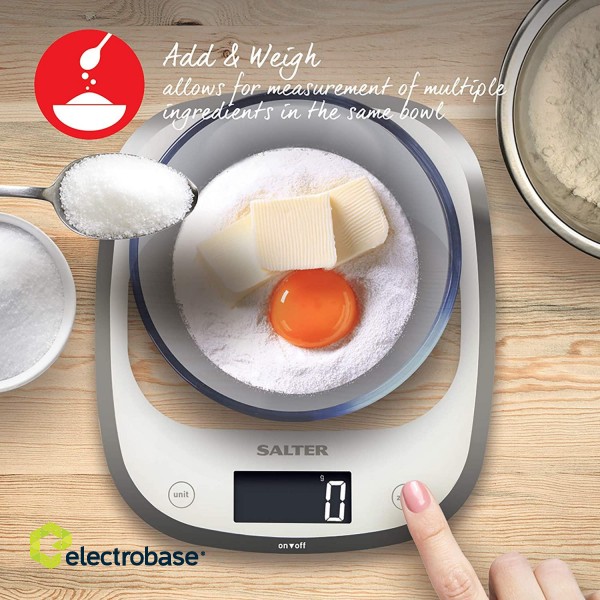 Salter 1050 WHDR White Curve Glass Electronic Digital Kitchen Scales фото 4