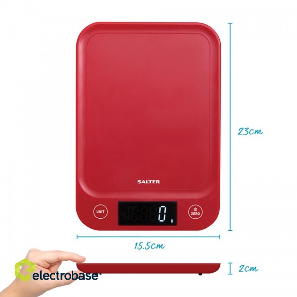 Salter 1067 RDDRA Digital Kitchen Scale, 5kg Capacity red image 3