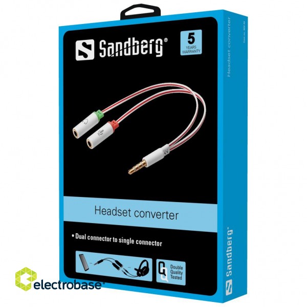 Sandberg 508-59 Headset converter Dual->Single paveikslėlis 2