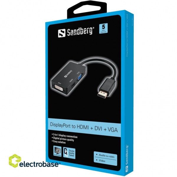Sandberg 509-11 Adapter DP>HDMI+DVI+VGA фото 2