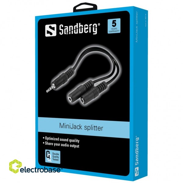 Sandberg 502-16 MiniJack Splitter 1->2 paveikslėlis 2