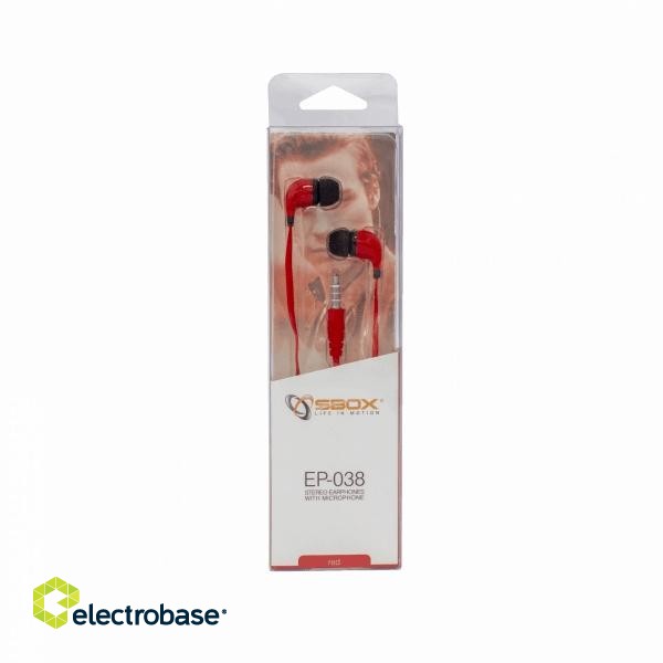 Sbox Stereo Earphones with Microphone EP-038 red image 4