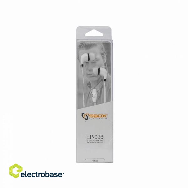 Sbox Stereo Earphones with Microphone EP-038 white image 4