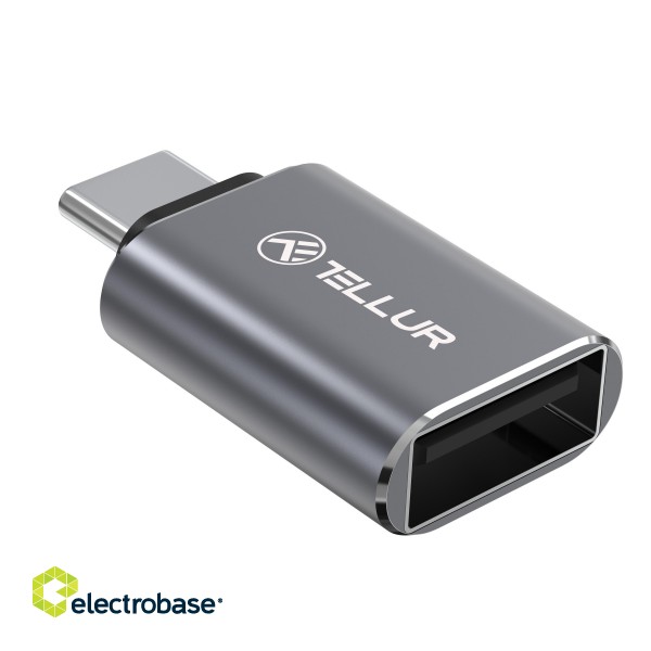 Tellur USB-C to USB-A M/F adapter 10Gbps, 3A aluminum alloy image 1
