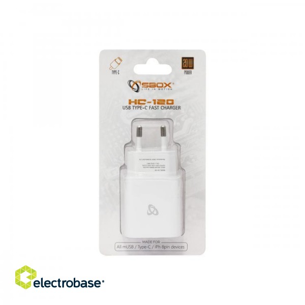 Sbox HC-120 USB Type-C home charger white paveikslėlis 4
