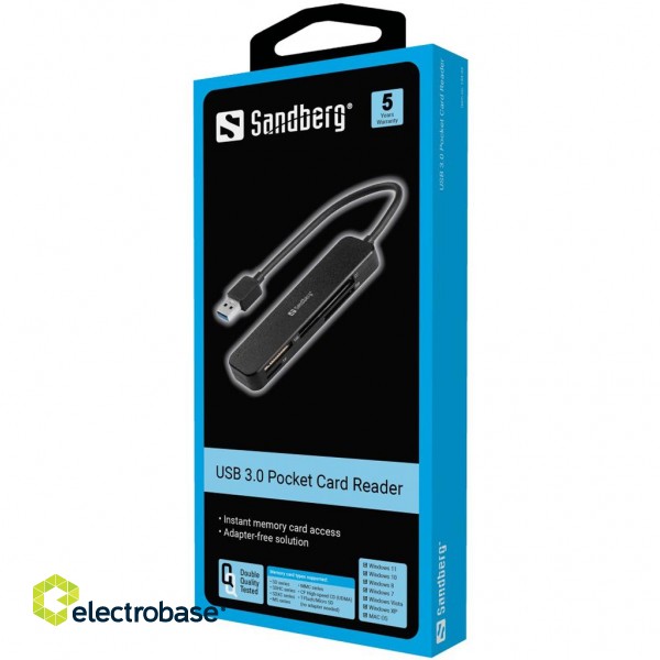 Sandberg 134-32 USB 3.0 Pocket Card Reader paveikslėlis 2