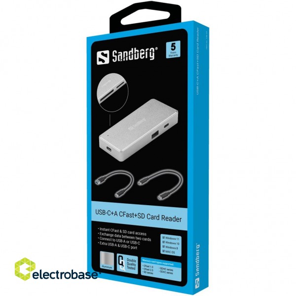 Sandberg 136-42 USB-C+A CFast+SD Card Reader image 5