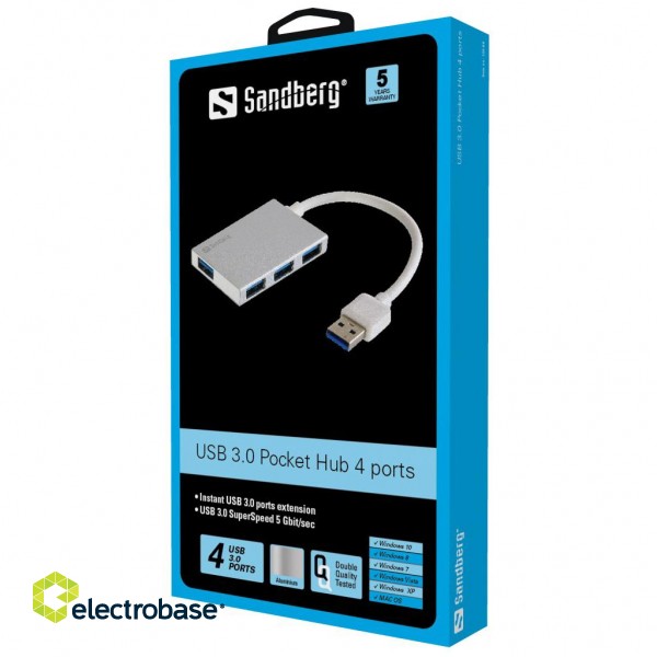 Sandberg 133-88 USB 3.0 Pocket Hub 4 Ports image 2