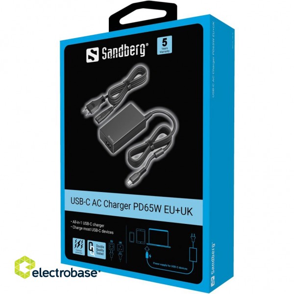Sandberg 135-76 USB-C AC Charger PD65W EU+UK фото 2