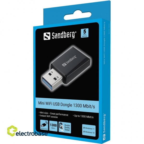 Sandberg 134-41 Mini WiFi Dongle 1300Mbit/s image 5