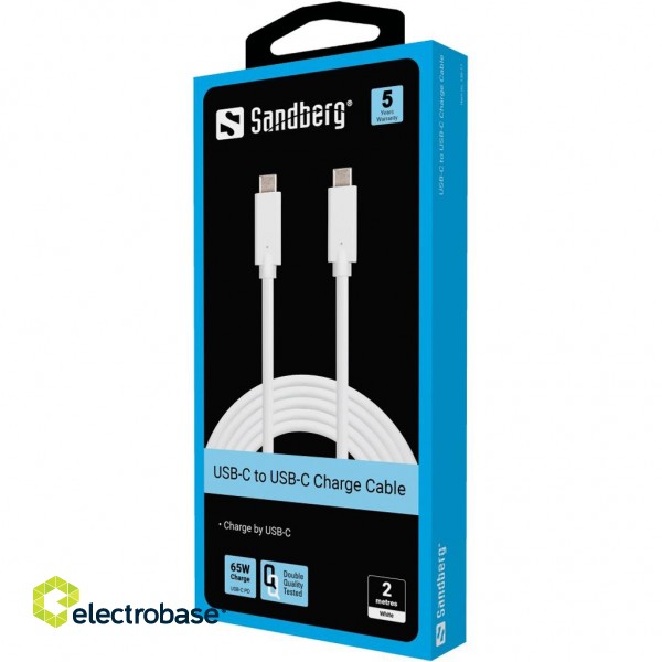 Sandberg 136-17 USB-C Charge Cable 2M, 65W paveikslėlis 2
