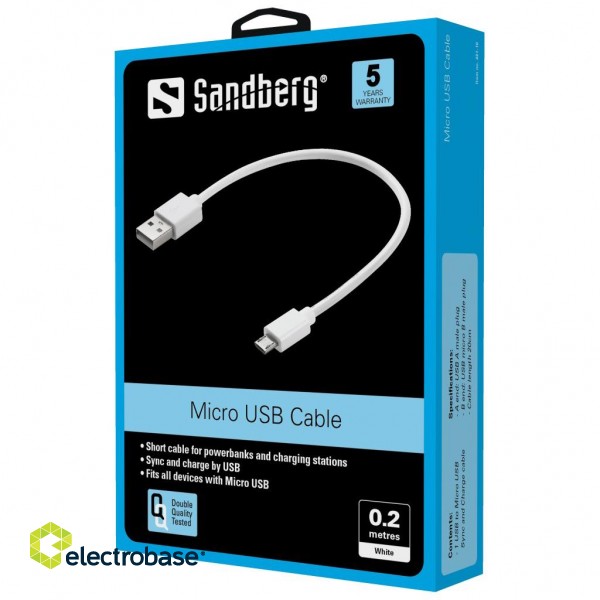 Sandberg 441-18 MicroUSB Sync/ChargeCable 0.2m image 2