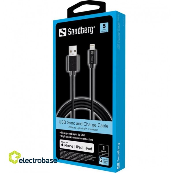 Sandberg 441-39 USB>Lightning MFI 1m Black image 2