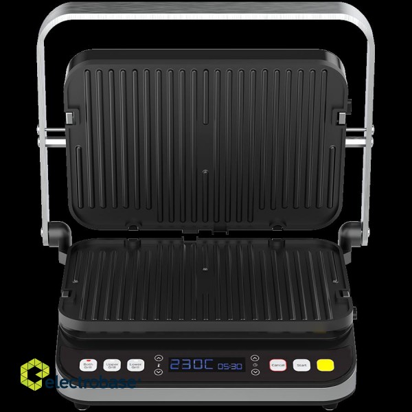 AENO ''Electric Grill EG1: 2000W, 3 heating modes - Upper Grill, Lower Grill, Both Grills  Defrost, Max opening angle -180°, Temperature regulation, Timer, Removable double-sided plates, Plate size 320*220mm'' фото 3