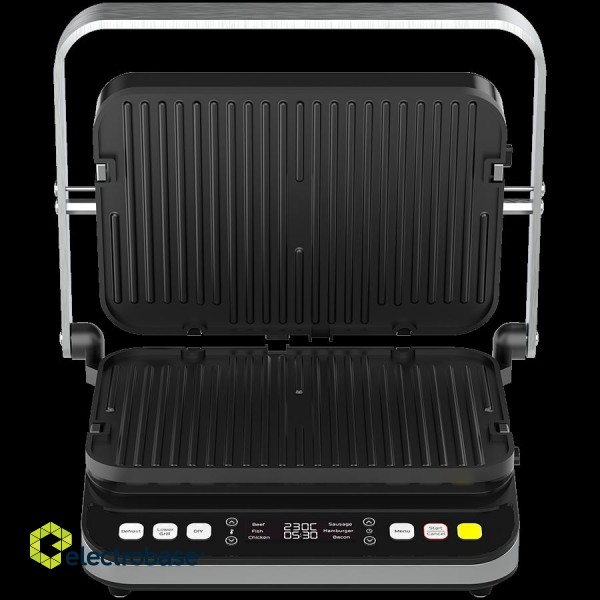 AENO ''Electric Grill EG5: 2000W, 2 heating modes - Lower Grill, Both Grills, 6 preset programs, Defrost, Max opening angle -180°, Temperature regulation, Timer, Removable double-sided plates, Plate size 320*220mm'' фото 7