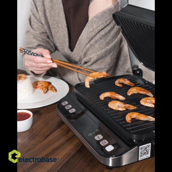 AENO ''Electric Grill EG5: 2000W, 2 heating modes - Lower Grill, Both Grills, 6 preset programs, Defrost, Max opening angle -180°, Temperature regulation, Timer, Removable double-sided plates, Plate size 320*220mm'' paveikslėlis 9