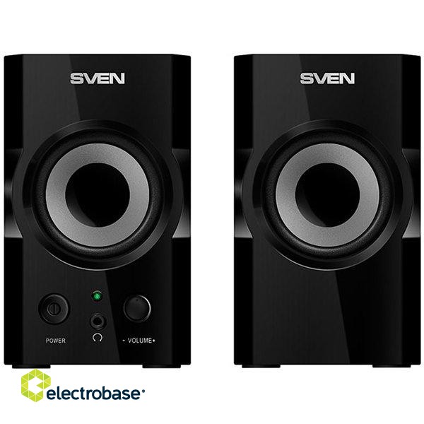 SVEN SPS-606 2x3W, Headphone front jack, Front power button and the volume control image 1