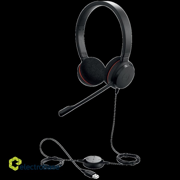 JABRA EVOLVE 20 MS Stereo USB Headband, Noise cancelling, USB connector, with mute-button and volume control on the cord, with foam ear cushion, Microsoft optimized paveikslėlis 3