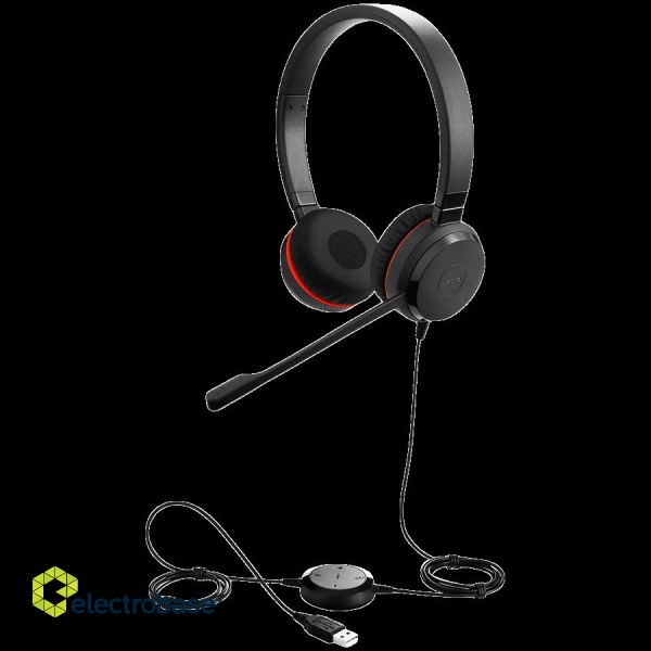 JABRA EVOLVE 30 II UC Stereo USB Headband, Noise cancelling, USB and 3.5 connectivity, with mute-button and volume control on the cord, with leather ear cushion image 4