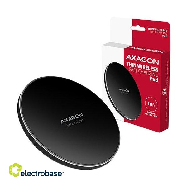 AXAGON WDC-P10T thin Wireless Fast Charging Pad, Qi 5/7.5/10W, micro USB image 2