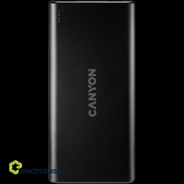 CANYON PB-106 Power bank 10000mAh Li-poly battery, Input 5V/2A, Output 5V/2.1A(Max), USB cable length 0.3m, 140*68*16mm, 0.24Kg, Black image 1