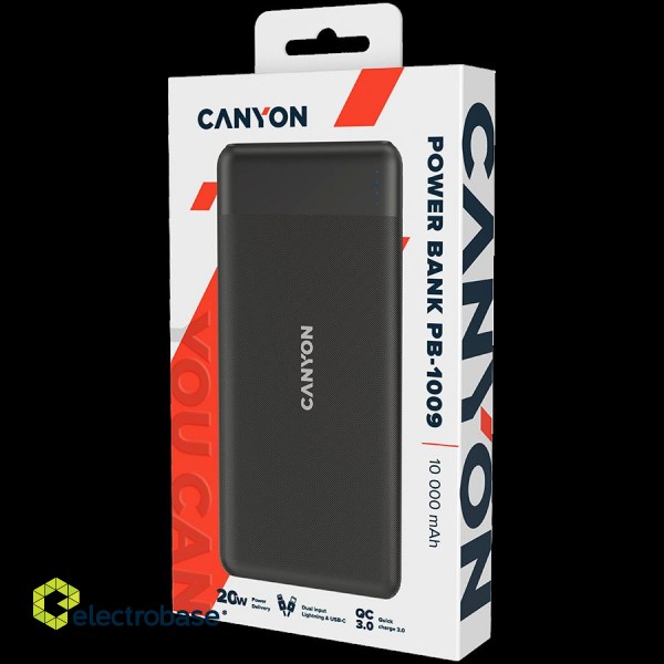 CANYON power bank PB-109 10000 mAh PD 18W QC 3.0 20W Black image 4