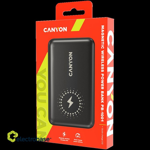 CANYON power bank PB-1001 10000 mAh PD 18W QC 3.0 Wireless 10W Black paveikslėlis 8