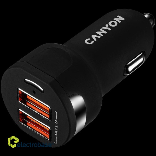 CANYON car charger C-04 2.4A/2USB-A Black paveikslėlis 3